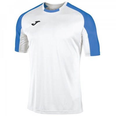 Футболка игровая Joma белая с контрастными синими рукавами реглан ESSENTIAL 101105.207