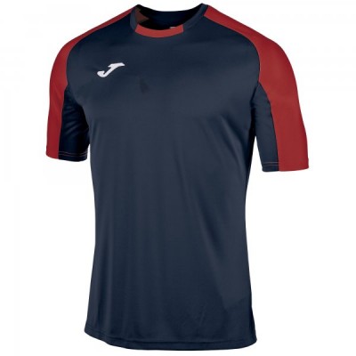 Футболка игровая Joma темно-синяя с контрастными красными рукавами реглан ESSENTIAL 101105.306