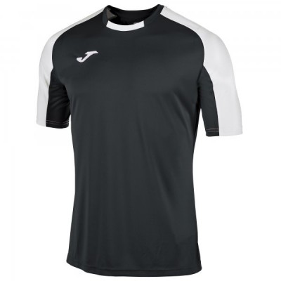 Футболка игровая Joma черная с контрастными белыми рукавами реглан ESSENTIAL 101105.102